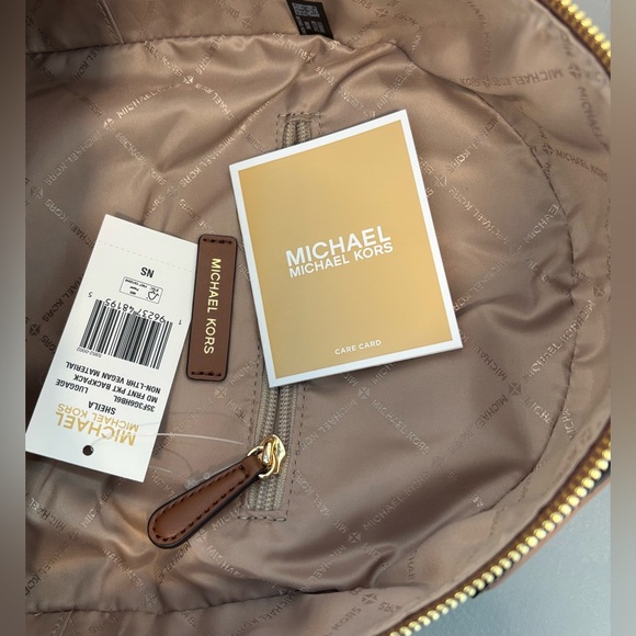 $298 Michael Kors SHEILA MD BACKPACK Bag MK Brown Saffiano Leather Handbag Purse - Picture 3 of 9